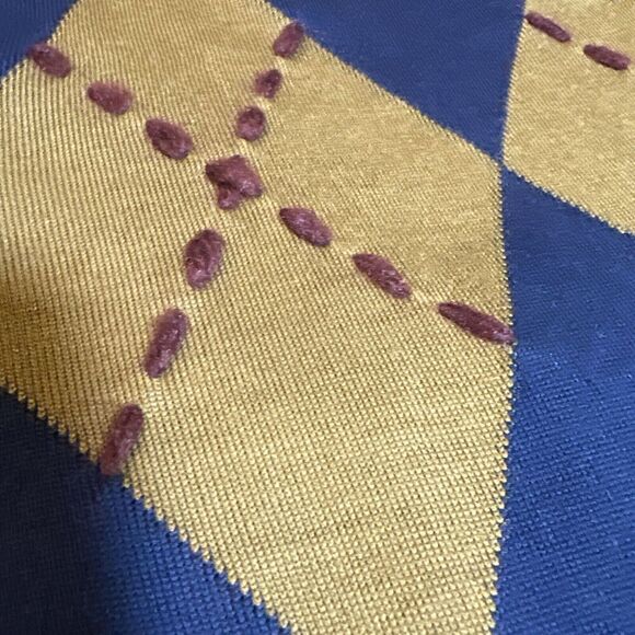 Murano Acrylic V-Neck Lightweight Pullover Sweater Navy Argyle Size Large L - Picture 7 of 13